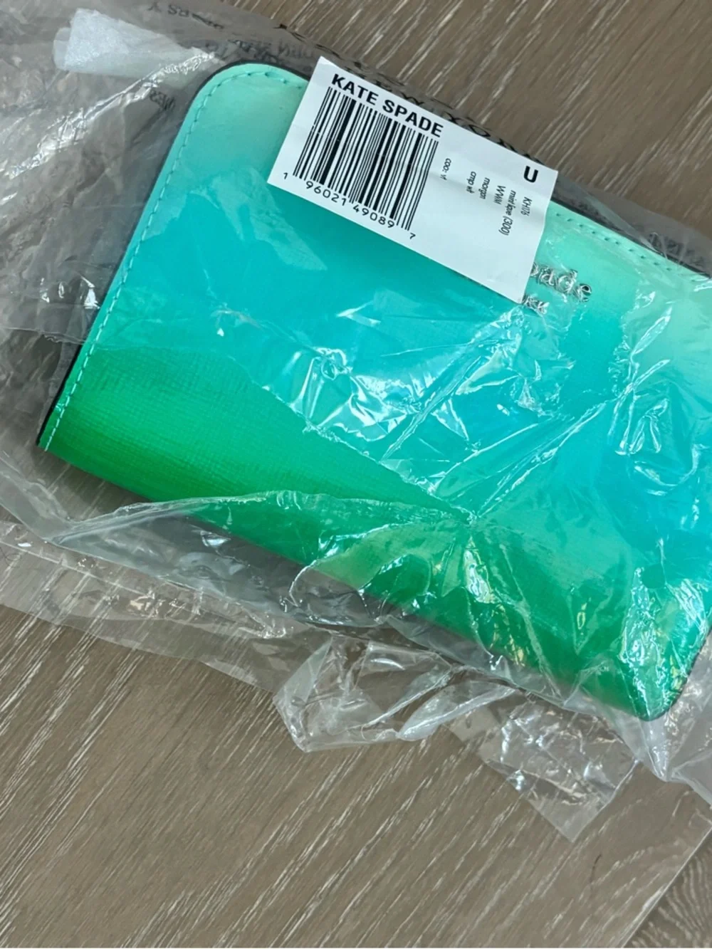 kate spade green-to-teal ombré zip-around wallet - Picture 8 of 8
